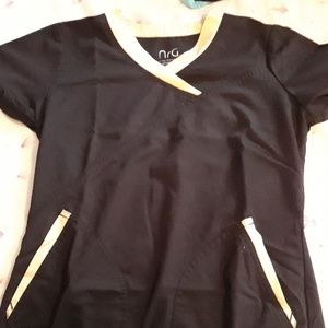 black scrub top
